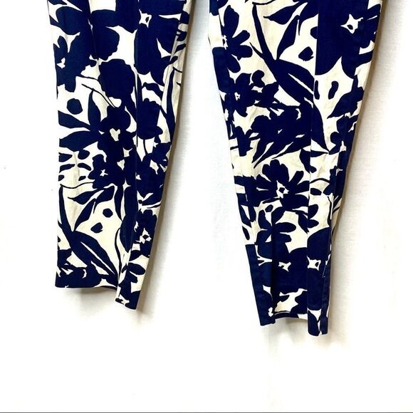 J. Crew Factory navy blue floral skimmer pants size 10 - Picture 4 of 16